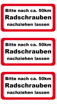 Aufkleber Radschrauben nachziehen